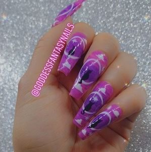 Purple Night Black Cat Nails